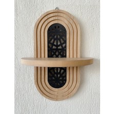 Step And Maker Ahşap Ortası Desenli Duvar Rafı (Mdf)