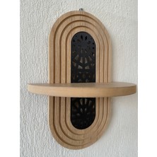 Step And Maker Ahşap Ortası Desenli Duvar Rafı (Mdf)