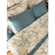 Biye Detaylı Çiçek Desenli Çift Kişilik Patlı Nevresim Takımı 6 Parça