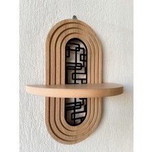 Step And Maker Ahşap Ortası Desenli Duvar Rafı (Mdf) - Labirent
