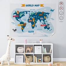 Zero Land Statik Kağıt Hayvanlı Dünya Haritası Şeffaf ( Model-1) 65  cm   x  98  cm  11