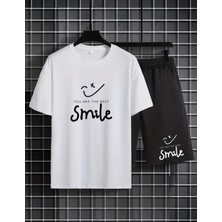 Punıx  Kıds  Özel Üretim Smile Baskılı  Yeni  Stil Erkek  Çocuk  T-Shırt Şort  Takım