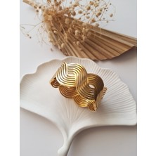 Jewelry O Clock Gold Örgü Desen Kalın Çelik Kelepçe