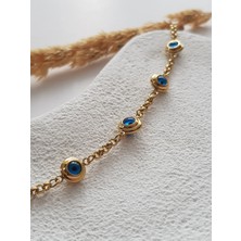 Jewelry O Clock Joc Gold 5 Nazar Boncuklu Çelik Bileklik
