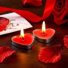 100 Adet Tea Light Kalpli Mum Kırmızı Mum Kırmızı Tealight Mum Sevgililer Gününe Özel Dekor Mum