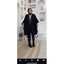 Çalıkuşu Kroşeta Dikişli Çoban Düğmeli Panço