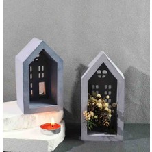 Opulent Accessories Iskandinav Ev Mumluk,2li Büyük boy Beton Dekoratif Mumluk, Tealight Ev Mumluk, Dekoratif, dekoratif aydinlatma, ramazan dekor