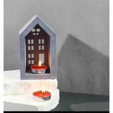 Opulent Accessories Iskandinav Ev Mumluk,2li Büyük boy Beton Dekoratif Mumluk, Tealight Ev Mumluk, Dekoratif, dekoratif aydinlatma, ramazan dekor