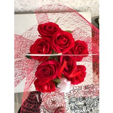 Sevgililer Gününe Özel Yapay Kırmızı Kadife Güller Seramik Saksılı
