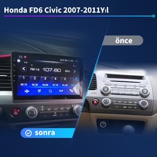 Honda Fd6/2007-2011 Civic Android Sürüm 13 Kablosuz Carplay Navigasyon Multimedya 10 Inç Ekran 4Gb Ram 64Gb Rom Bellek