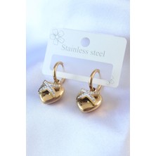 Skygo 316L Çelik Gold Renk Zirkon Taş Detay Kalp Model Kadın Küpe - TJ-BKP7500