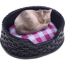 Sunnimix 1:12 Dollhouse Uyku Kedi ile Kedi Yuvası Dıy Takviyeleri Hayvan Modeli Hediye Için (Yurt Dışından)