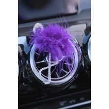 Tasarım Arabam Flamingo Koku Gümüş Taş & Mor Tüy Sol Yön