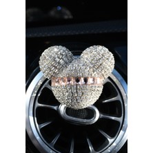 Tasarım Arabam Panda Koku Gümüş Taş & Rose Gold Baget Taş