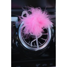 Tasarım Arabam Flamingo Koku Gümüş Taş & Şeker Pembe Tüy Sol Yön