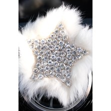 Tasarım Arabam Yıldız Klima Kokusu Gümüş Taş & Beyaz Tavşan Tüyü