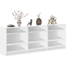 Dekorex KNS-304-K-Beyaz 6 Kapaklı Camlı Konsol