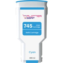 PlotterSarf® Hp 745 Cyan (C) Orijinal Mürekkep Dolumlu Feyink Kartuş 300 ml Mavi, Uyumlu Makineler: Z2600, Z5600
