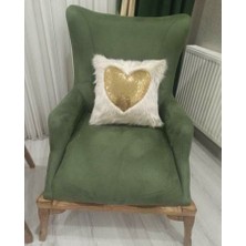 Peluş Kalpli Dekoratif Kırlent Kılıfı