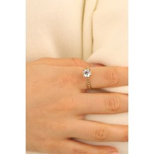 ÇGK KUYUMCULUK Sevgililer Günü Tektaş  Altın Yüzük (Işıklı Kutu Hediyeli ) CGKYZK0338