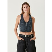 Hotfix Koyu Mavi Denim Yelek Beden: M