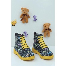 Moda Lime Unisex Sıcak Tutan Astarlı Chunky Kaymaz ve Rahat Taban Çocuk Kışlık Bot Kışlık Çocuk Bot