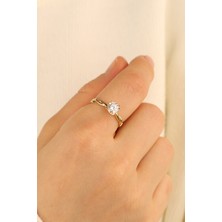 ÇGK KUYUMCULUK  Sevgililer Günü Tektaş Altın Yüzük( Işıklı Kutu Hediyeli ) CGKYZK0330