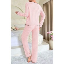Bella Notte Pembe Pamuklu Fiyonk Detaylı Pijama Takımı