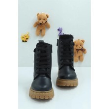 Moda Lime Unisex Sıcak Tutan Astarlı Chunky Kaymaz ve Rahat Taban Çocuk Kışlık Bot Kışlık Çocuk Bot