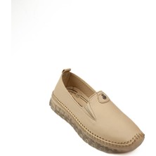 Voyager Voyeger 9059 Krem Deri Kadın Günlük Ayakkabı