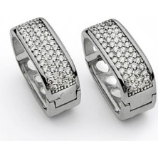 Markasepeti Dikdörtgen Zarif Taş Işlemeli Çelik Küpe