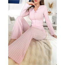Bella Notte Pembe Yumuşak Pamuklu Fiyonk Detaylı Uzun Pijama Takımı
