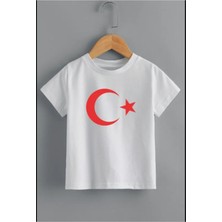 Woodroffe Çocuk  Atatürk / Bayrak Baskılı Kısa Kollu Siyah Beyaz Kırmızı T-Shirt
