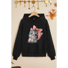 Only Trendwear Çocuk Sevimli Kedi Baskılı Sweatshirt