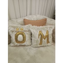 Yılmaz Home Peluş Harfli Dekoratif Kırlent Kılıfı