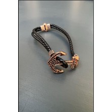 AEK Store Erkek Deri-Çelik Çapa Bileklik