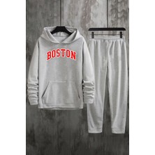 Uygun Tarz Unisex Boston Baskılı Eşofman Takımı