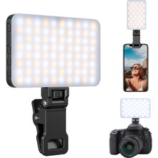 Fototek LED 120 Mini Klipsli Foto Kamera Işığı Cep Telefonu LED Işık Selfie Işık Şarj Edilebilir