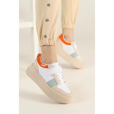 Albishoes Kadın Bantlı Kalın Taban 5 cm Hafif Rahat Taban Kadın Yüksek Taban Bantlı Spor Ayakkabı