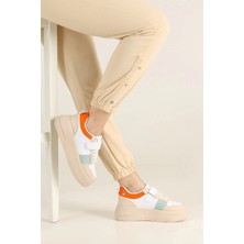 Albishoes Kadın Bantlı Kalın Taban 5 cm Hafif Rahat Taban Kadın Yüksek Taban Bantlı Spor Ayakkabı