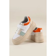 Albishoes Kadın Bantlı Kalın Taban 5 cm Hafif Rahat Taban Kadın Yüksek Taban Bantlı Spor Ayakkabı