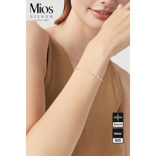 Mios Silver 3mm Ataç 925 Ayar Gümüş Zincir Bileklik