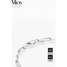 Mios Silver 3mm Ataç 925 Ayar Gümüş Zincir Bileklik