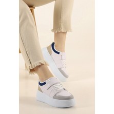 Albishoes Kadın Bantlı Kalın Taban 5 cm Hafif Rahat Taban Kadın Yüksek Taban Bantlı Spor Ayakkabı