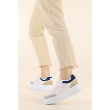 Albishoes Kadın Bantlı Kalın Taban 5 cm Hafif Rahat Taban Kadın Yüksek Taban Bantlı Spor Ayakkabı