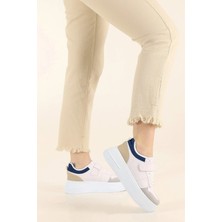 Albishoes Kadın Bantlı Kalın Taban 5 cm Hafif Rahat Taban Kadın Yüksek Taban Bantlı Spor Ayakkabı