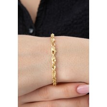 Fiyonk Kuyumculuk 14 Ayar Altın Işıltılı Burgu Zincir Bileklik 3.90 mm