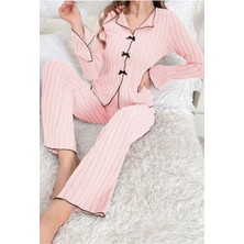 Bella Notte Pembe Uzun Kollu Fiyonk Detaylı Pijama Takımı