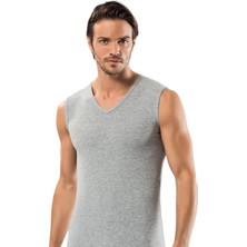 Erdem Gri Slim Fit Kolsuz Derin V Yaka Atlet 1118