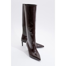 Luvi Camila Kahve Baskı Kadın Topuklu Çizme